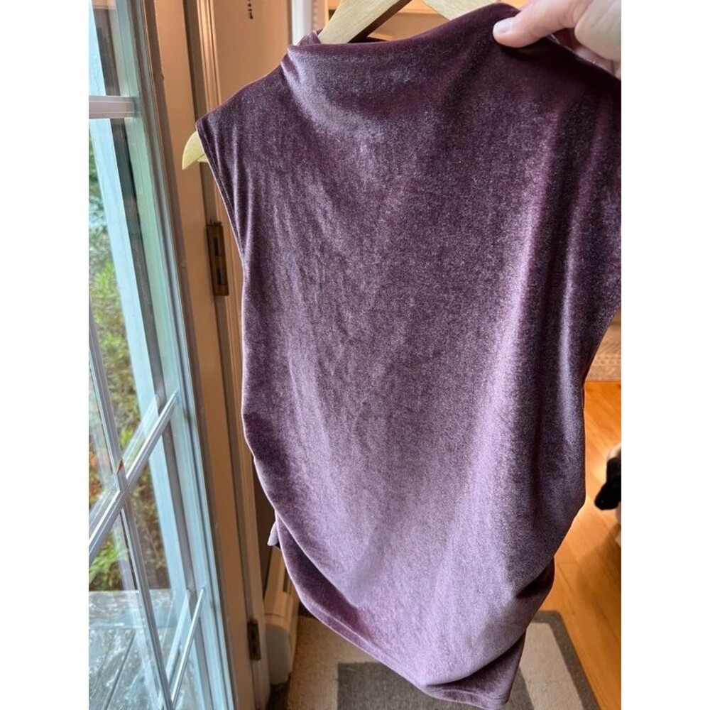 Women’s Velvet Synched Waist Top Dark Mauve Purple Maroon Size Small